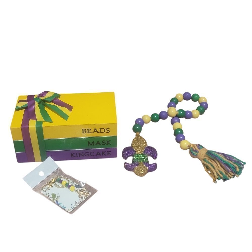Mardi Gras tiered tray decor